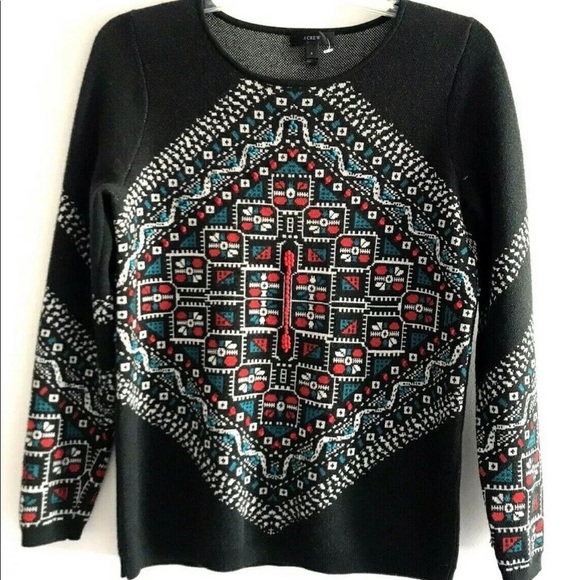 J.Crew | Sweater Womens Size Small Green Wool Long Sleeve Knotted Scarf Top - Picture 2 of 11